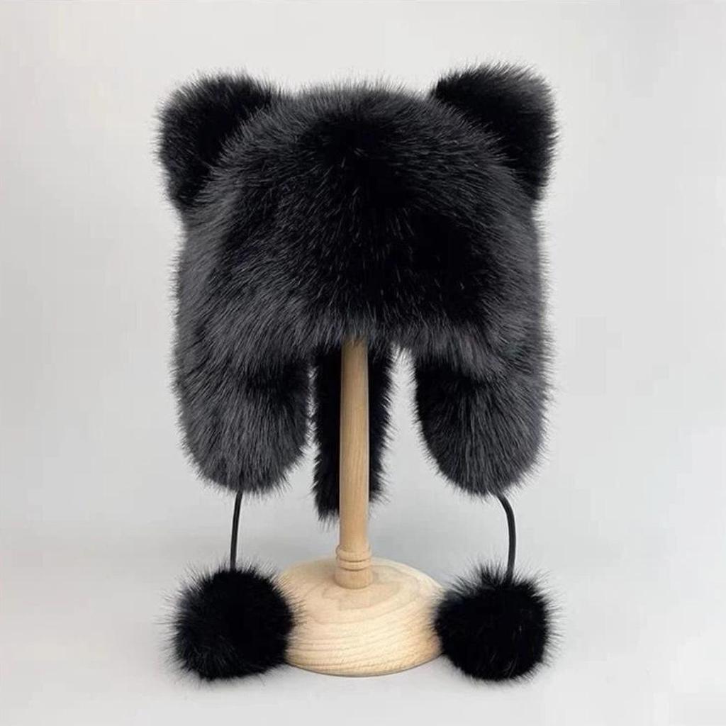 Thickened Winter Hat with Raccoon Tail: Faux Fox Fur Lei Feng Style with Ear Protection
