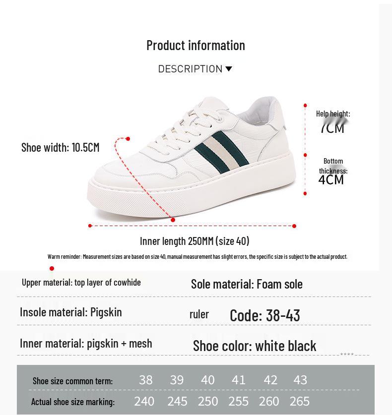 Trendy 2025 Men's Genuine Leather Sports Sneakers: White Soft Sole, Thick Sole Casual Shoes