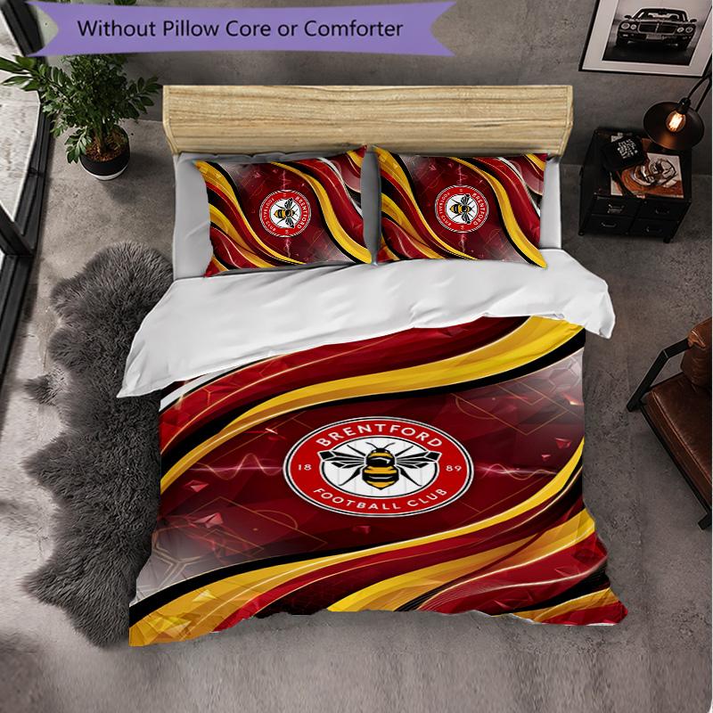 Set Biancheria da Letto Brentford Football 3 Pezzi Morbido Set Copripiumino con Federe Set Decorazione Camera da Letto per la Casa