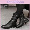 Mens Martin Pu Leather Boots With Rugged Motorcycle Style And Antiskid Outdoor Sole