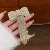 Light Luxury Bow Fringe Hairpin Temperament Bow Hair Clip Long Tassel Rhinestone Hairpin  Women