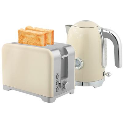 Set Bollitore e Tostapane, 2200W, 7 Livelli di Doratura, Varie Funzioni, Crema