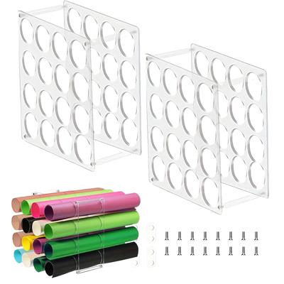 2pcs 16-Hole Vinyl Roll Holder Clear Acrylic Wrapping Paper Storage Rack Vinyl Roll Storage Rack Storage Organizer