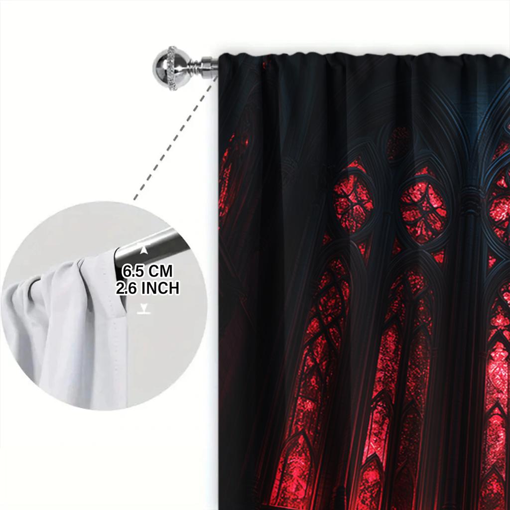 2pcs Gothic Architectural Windows Printed Curtain for Home Decor - Rod Pocket Window Treatment for Bedroom, Office, Kitchen