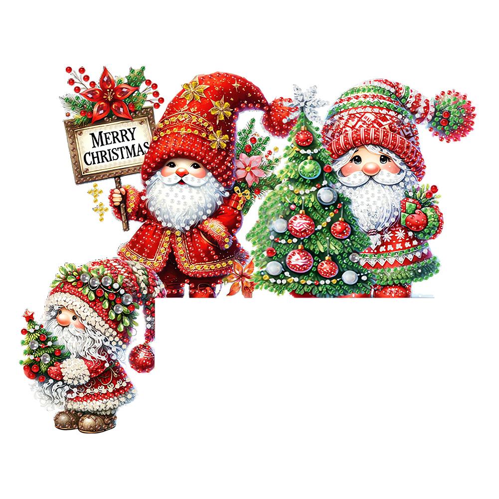 DIY Xmas Diamond Painting Door Frame Hanging Decor Partial Drill Decorative Wooden Door Pendant Diamond Arts Set for Home Office