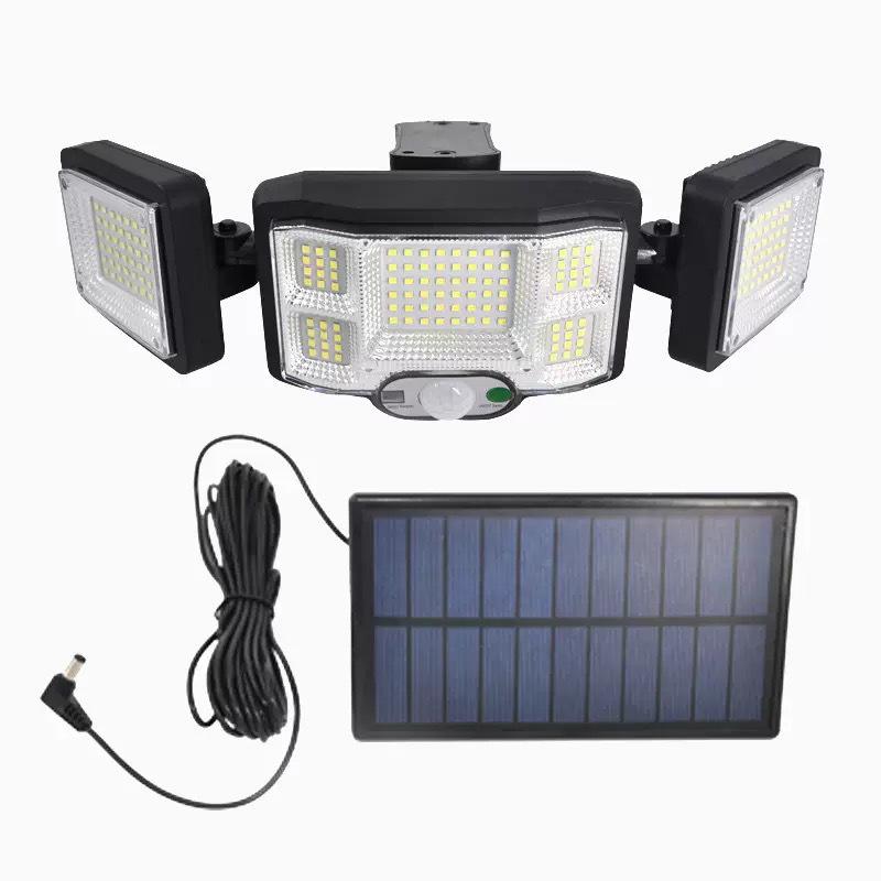 Triple-Head Rotatable Solar Outdoor Wall Lamp for Streets and Courtyards
