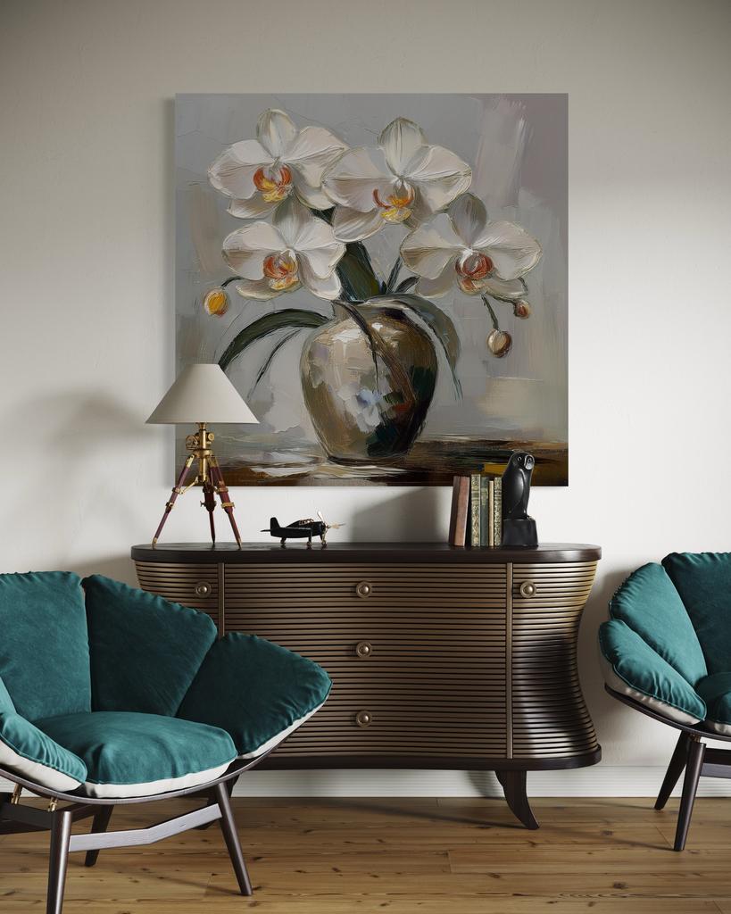 Leinwandbild, Weiße Blumenvase