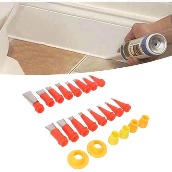 22 Pcs Caulking Finisher Kit Include 16pcs Stainless Steel Caulking Nozzle Applicator and 6pcs Connection Base Caulking Finisher Tool Set Sealant