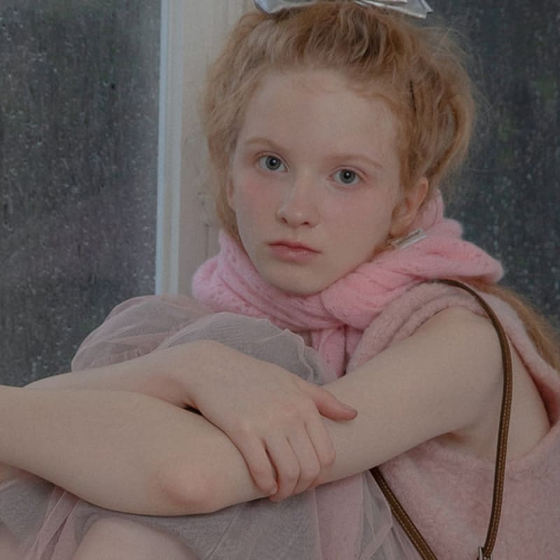 

mellotory 100% cashmere crochet shawl muffler (pink) pink