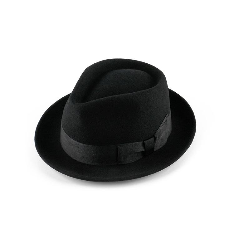 Happy Time For Kids Men's Black/Brown/Grey Guannuo British Jazz Hat Wool Top Hat Spot Gentleman's Hat Wool Hat Wool Felt Hat Top Hat 56-58Cm