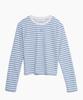 HARDCORE HAPPINESS Terry Striped Needlework T-Shirt_Sky Blue
