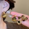Boucles d'oreilles pendantes géométriques rondes en œil de tigre pierre naturelle vintage plaqué or véritable pour femmes Cuivre