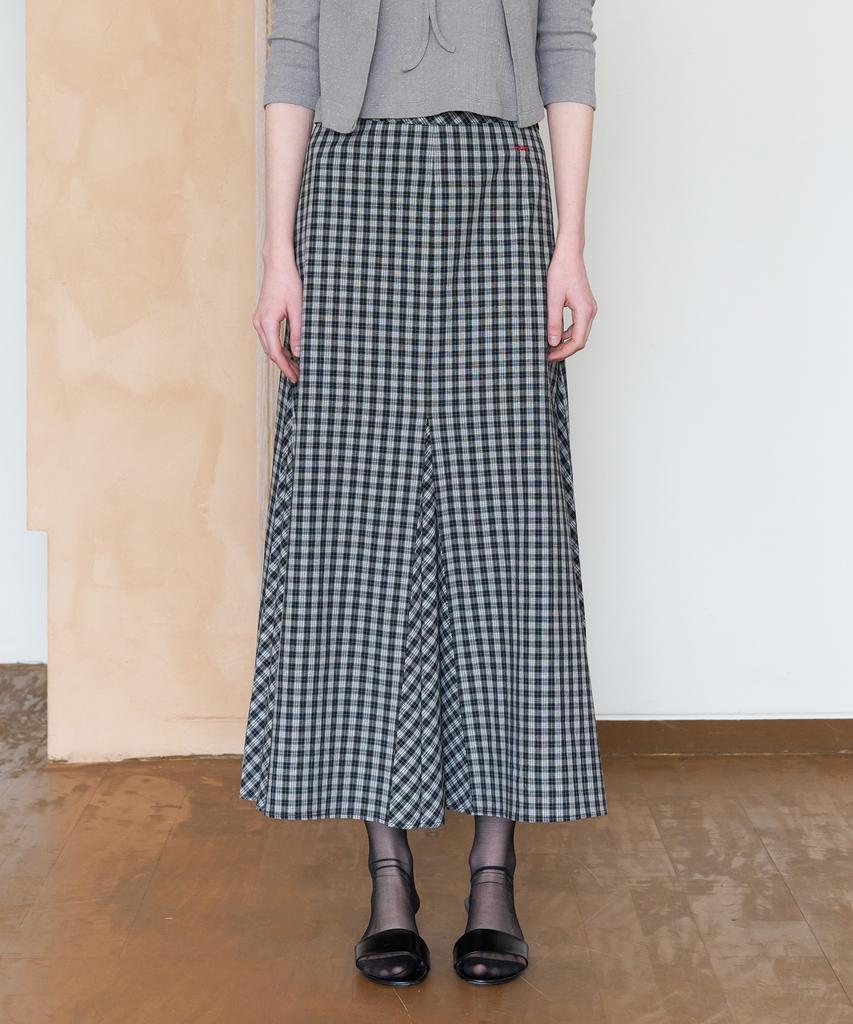 Tudment Check Maxi Skirt_Black Check