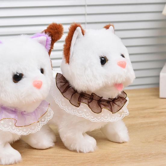 Giocattolo Elettrico Gatto Peluche Interattivo Camminante Scodinzolante Annodante Miagolante Giocattolo Gattino Fatto a Mano per Bambini Piccoli Educativo Simulazione Giocattolo Animale di Peluche
