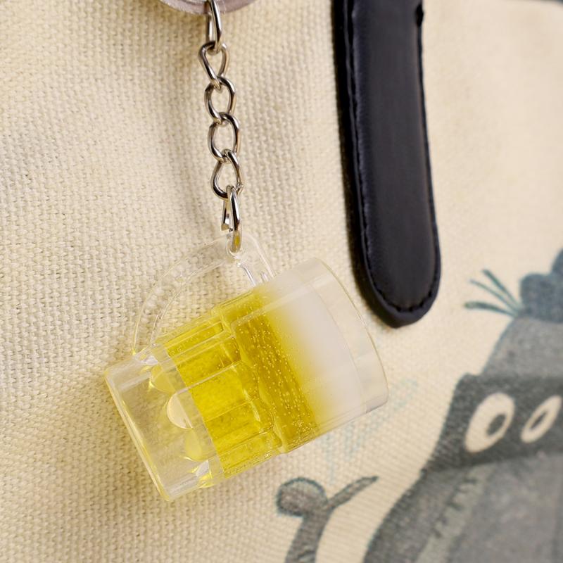 Simulation Beer mug keychain Men Women Couple Resin Simulation Food Handicraft Key Chain Bag Pendant Jewelry Accessories Gift