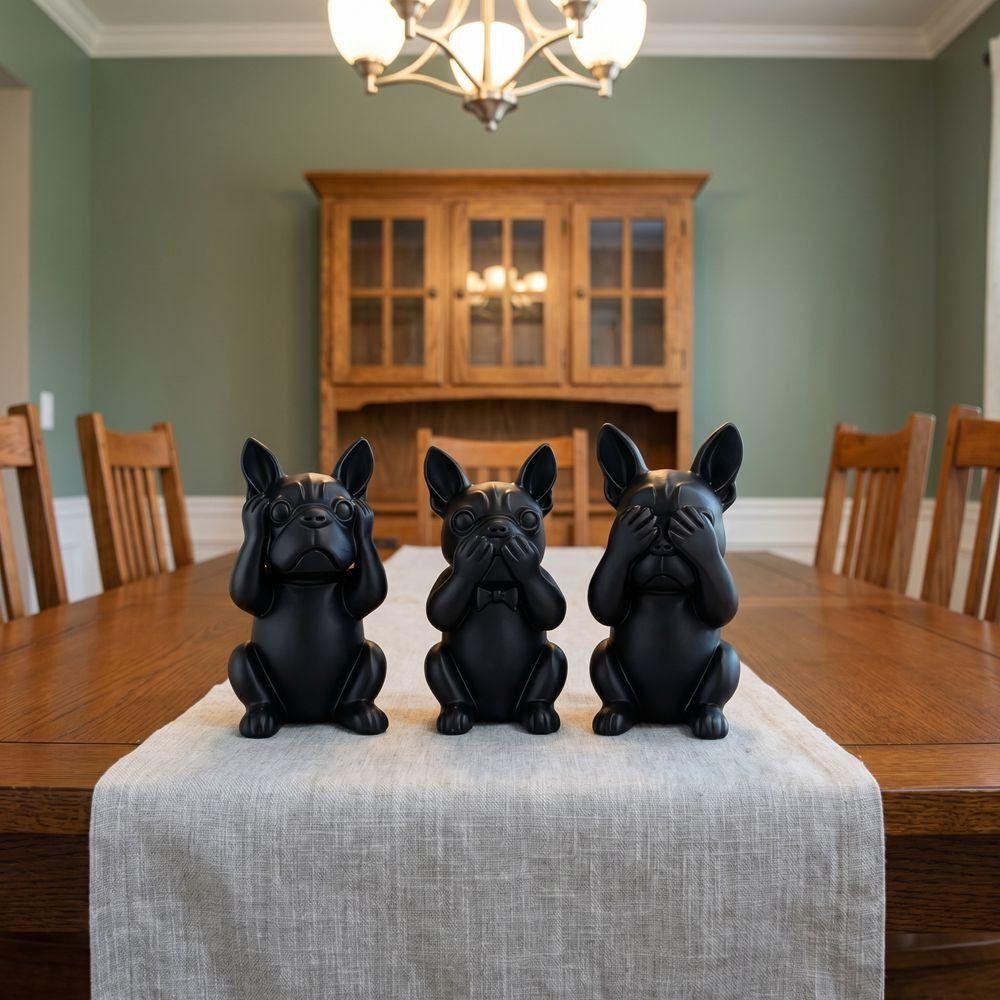 3pcs Animal Crafts French Bulldog Statue Decorations Dog Ornaments Desktop Decoration