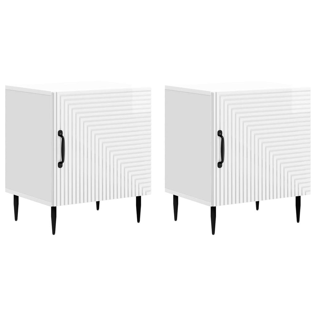 Nightstand Set 2 pcs High Gloss White 43 x 34.5 x 50 cm Particleboard