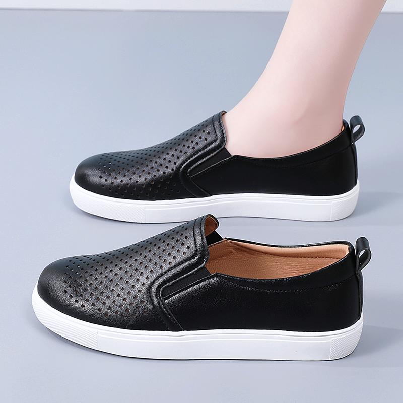 

Летние Новые Туфли Медсестры с Круглым Носком, Мягкой Подошвой, Нескользящие Сандалии, Балетки, Дышащие, Повседневные, Белые Женские Туфли 36 чёрный