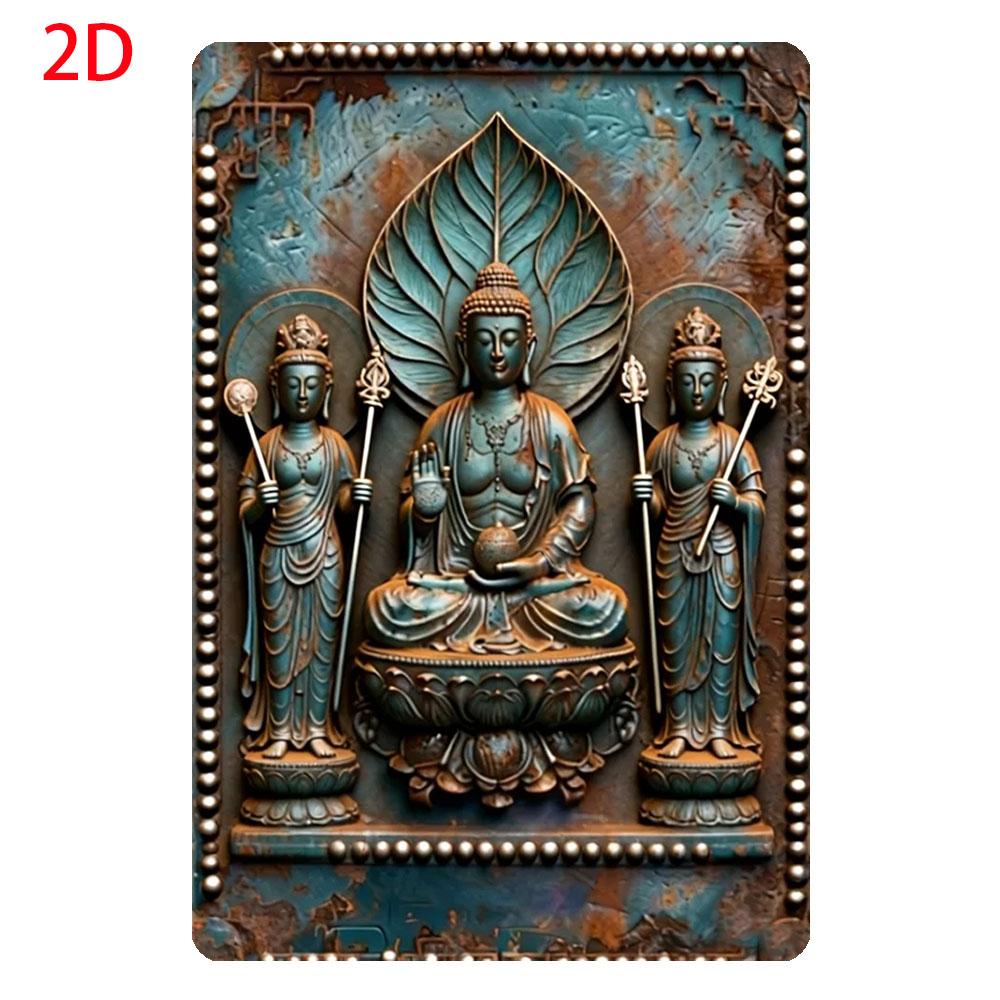 Tin SignVintage Golden Leaf Buddha Aluminum Wall Sign Retro Metal Decor For Home GardenPerfect For Room Decor