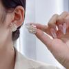 Korean Romantic Hydrangea Pearl Zircon Clip on Earrings for Woman Non Pierced Fashion Ear Clips Party Girl's Lady Jewelry Gift