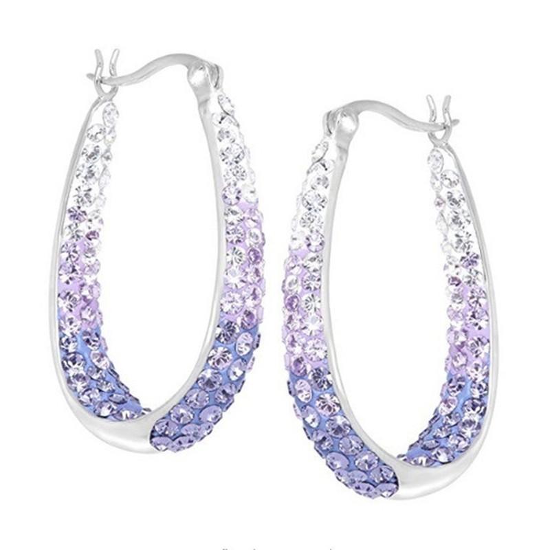 New Women's Earrings Lucky Crystal Small Hoop Earrings Creative U Shape Colorful Silver Earrings Women's Wedding Jewelry
