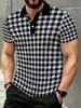 Men'S Outdoor Polo Shirt, Multi-Sizes Available, Black And White Checkered Print, Fashionable Casual Comfortable, Men'S Top Suitable for Hiking And
