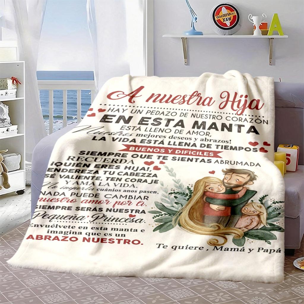 2026 New Arrivals 1pc Spanish English Mother'S Day Gift for Daughter A Nuestra Hija Heartfelt Message, Soft And Comfortable Throw Blanket, Perfect Bir