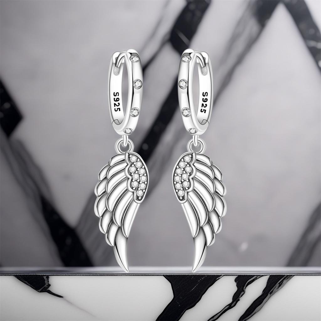 Orstarry 925 Silver Sparkling Wings Earrings Original Jewelry Drop Earrings Women Jewelry Party Trendy Anniversary Gift