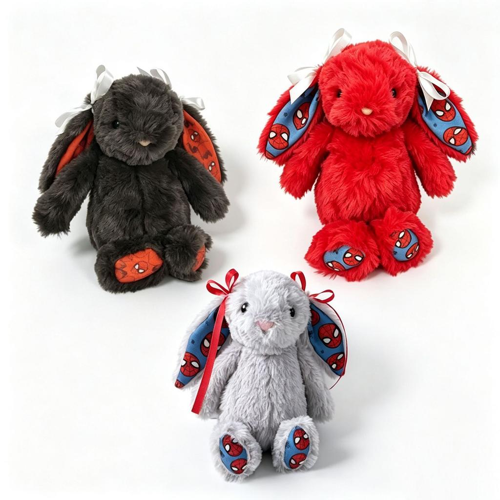 Spider-Man Style Floral Bonnie Bunny Plush Toy, Bunny Stuffed Animal, Comfort Doll Birthday Gift