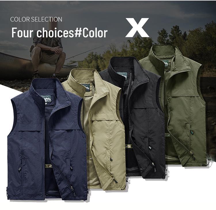 Men's Spring/Autumn Outdoor Photography Fishing Vest - Lightweight, Casual, Middle-Aged Workwear