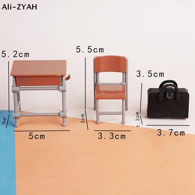 1 Set Mini School Desk Chalkboard Chair Schoolbags Model For Doll House School Furniture Decor Dollhouse Classroom Accessories