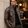 New men's stand-up collar PU leather jacket slim locomotive jacket spring and autumn business casual ruffian handsome jacket