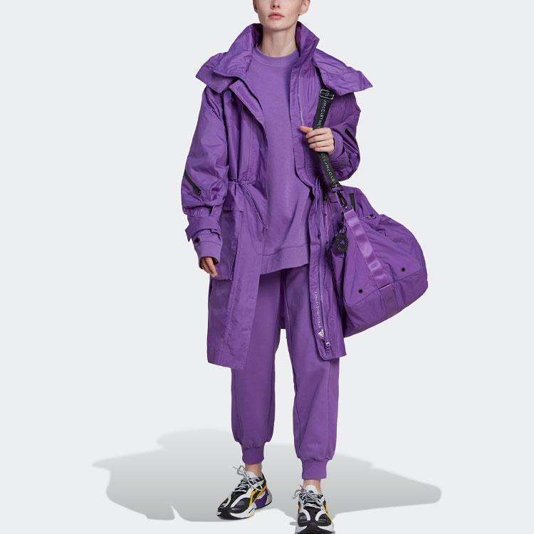 Adidas Casaco Esportivo Solto com Capuz de Comprimento Médio Jaquetas Femininas Roxo HI6089