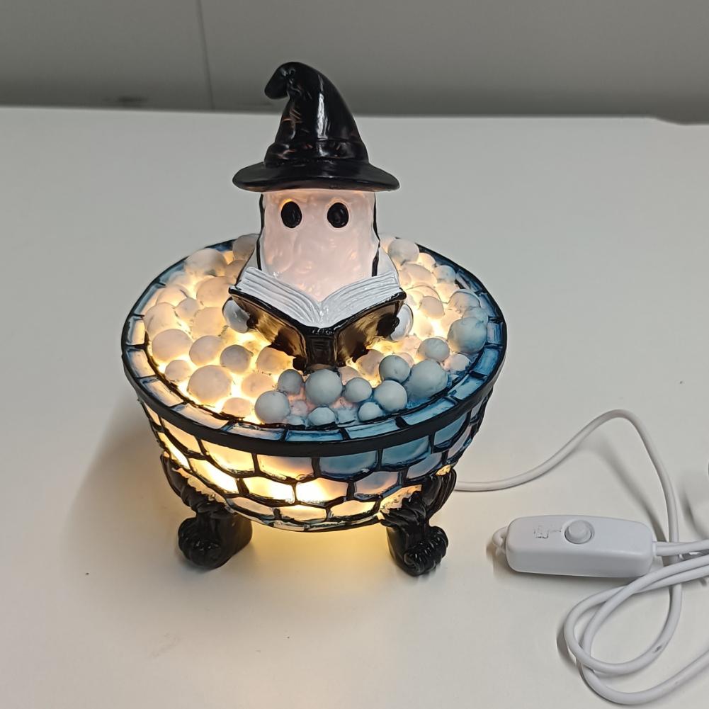 LED Halloween Ghost Night Light Battery Powered Cute Ghost Lamp Multi-Purpose Ghost Bathtub Accent Lamp for Home Bathroom Decor