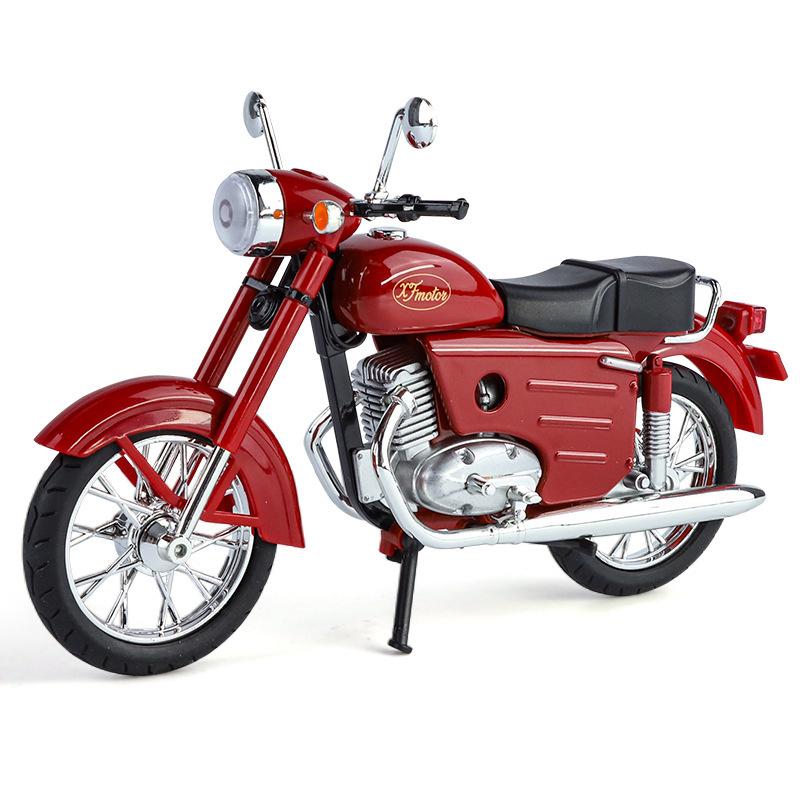 

1/10 Czechoslovakia Jawa250 Classic Motorcycle Alloy Metal Diecast Car Model Sound & Light Autocycle Collectibles Birthday Gifts