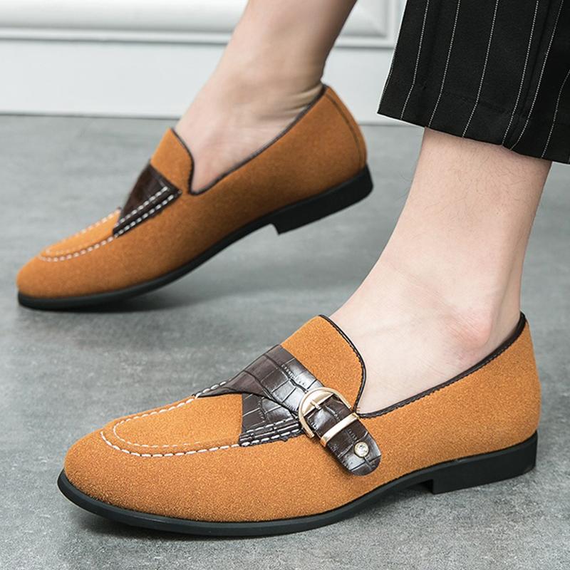 Luxury Designer Suede Patent Leather Monk Strap Driving Shoes Men Formal Wedding Prom Dress Homecoming Sapatos Tenis Masculino