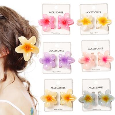 1/2pcs Korean Style Hair Claws For Women Hawaii Flower Hair Clip Color Gradient Shark Claws Girls Summer Vacation Hair Accessory