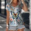 Short Sleeved Trendy Versatile Fashion Loose Top Summer Thin V-neck T-shirt