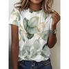 Women's Flower Print Fashion Versatile Top Casual Short Sleeve Loose Crew Neck T-Shirts Women’s