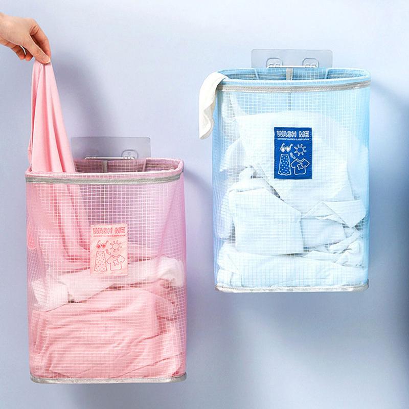 Foldable Wall Mounted Laundry Basket Dirty Clothes Storage Basket Toy Dust Bucket Home Laundry Hamper Dirty Clothes Storage Bag