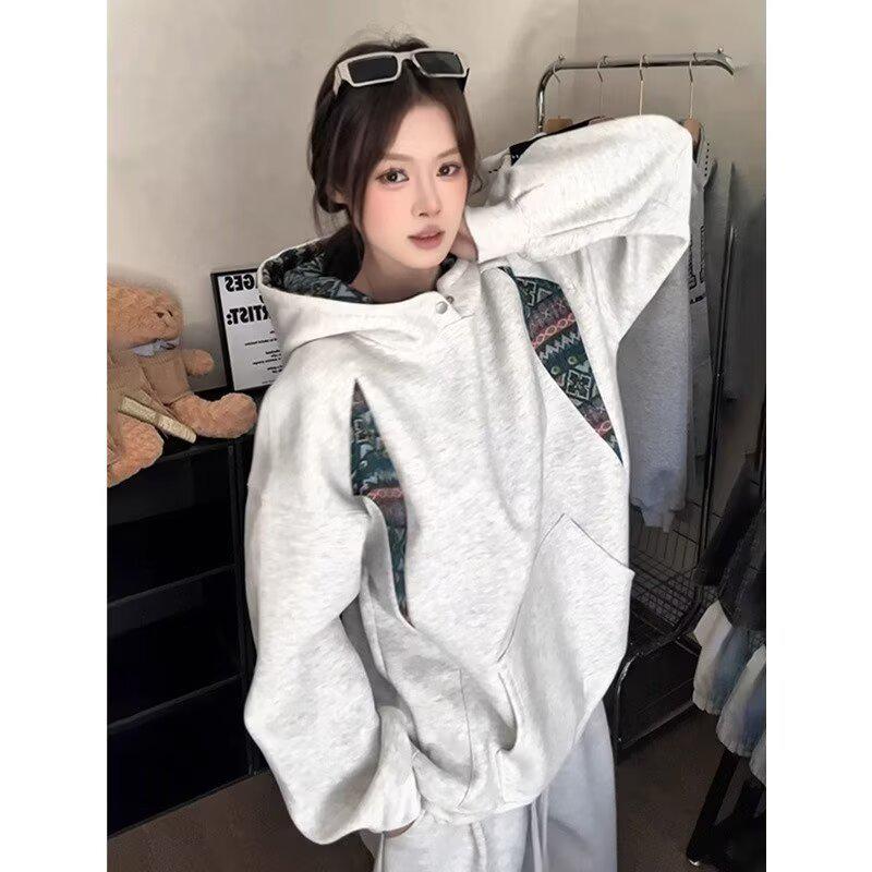 2025 Youth Trendy Hooded Long-Sleeve Sweatshirt - Autumn/Winter Hong Kong & Korean Style Printed Top for Men