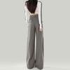Spring Cement Gray Vintage High Waist Straight Wide Leg Cargo Denim Pants Women Casual Pants Oversize Denim Trousers