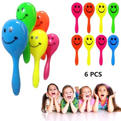 PACK OF 6 Mini Smiley Maracas 8 CM Kids Toy Birthday Party Bag Filler Random