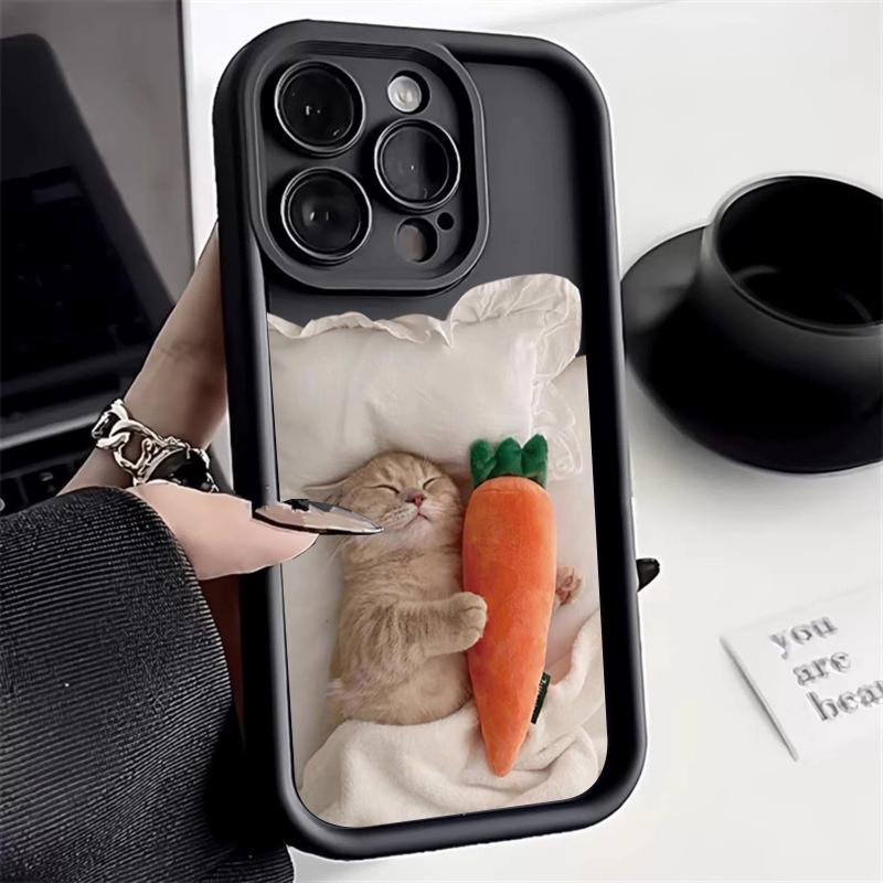 Cartoon Cute Cat Silicone Phone Case For Samsung Galaxy S25 Ultra S24 FE S23 S22 Plus A06 A26 A36 A33 A25 A16 A34 A56 Soft Cover