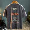 American Loose Short-Sleeved T-Shirt Men'S Heavy Trendy Printed Top T-Shirt Casual Shoulder-Down Half-Sleeved Men'S Clothes