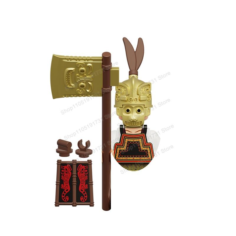 MOC Chinese Soldier Figures Building Blocks Shangzhou Dynasty Qin Dynasty Castle Warrior Knights Army Accessories Bricks Toys