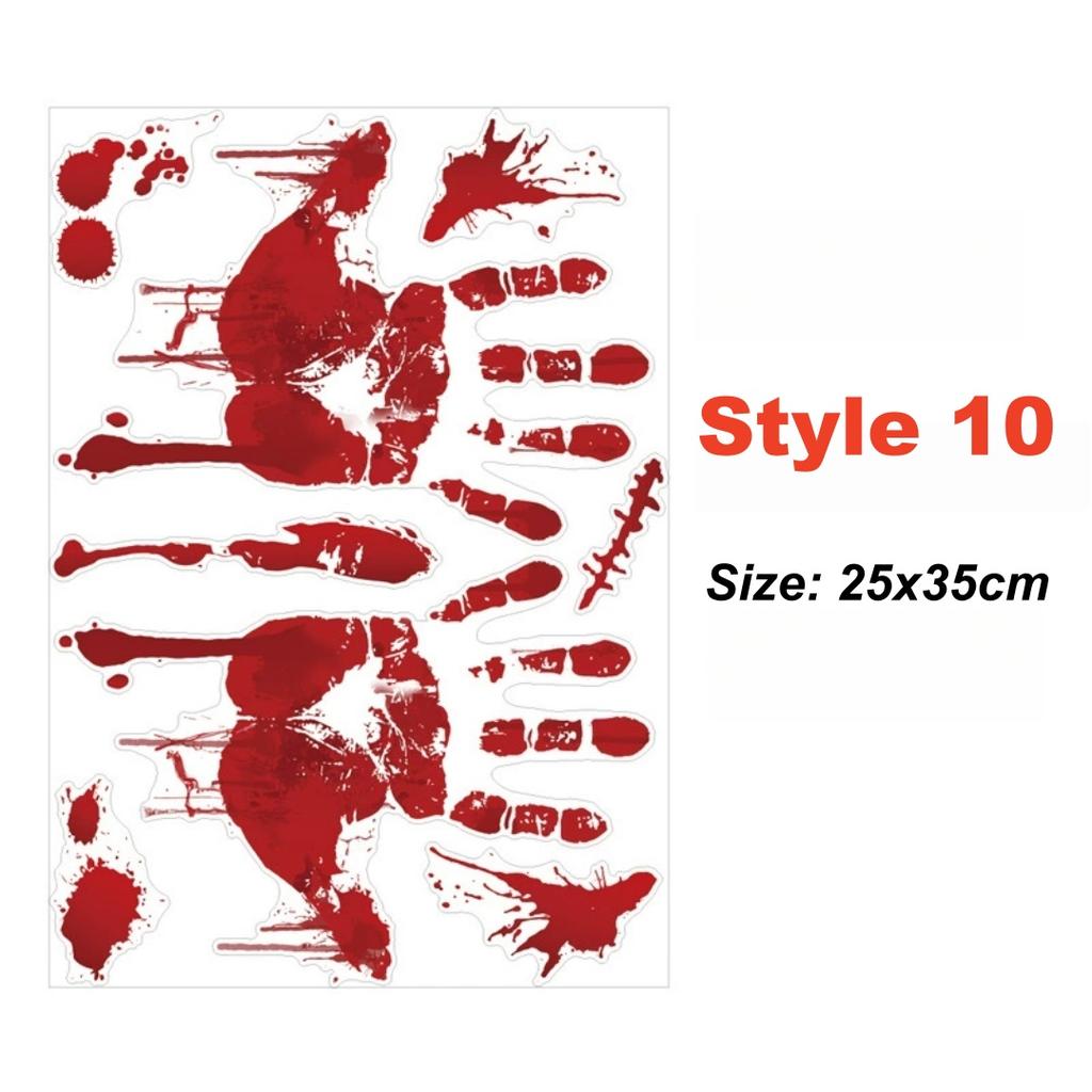 Halloween Wall Doors Windows Stickers Blood Handprint Footprint Skull Pattern Halloween Party Scene Decor Supplies Horror Props