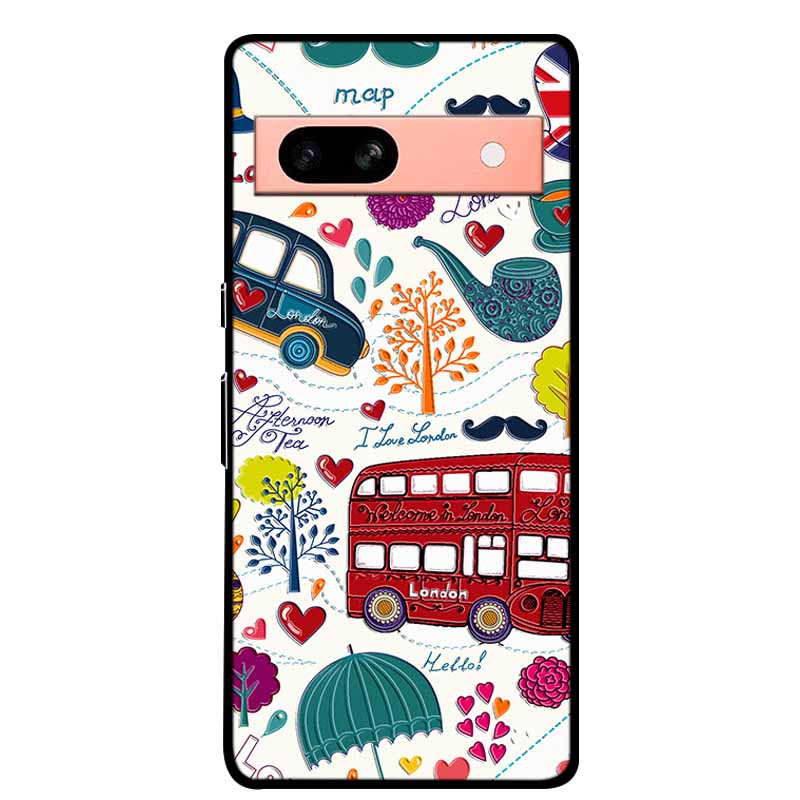 3D Flowers Case For Google Pixel 7a 5G Case Emboss Relief Floral Black Silicone Soft Back Covers For Google Pixel 7a Case Fundas
