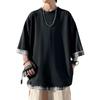 Spring Summer Men's T-shirts Women Oversized 2XL Korean Style Loose Plaid T-shirt Casual Seven Sleeves T-Shirt Male White