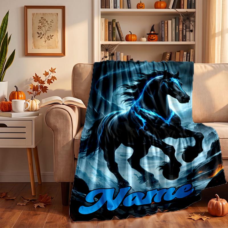 vivid horse Custom Flannel Blankets Soft Warm Cozy Throws for Home Decor Holiday Gifts
